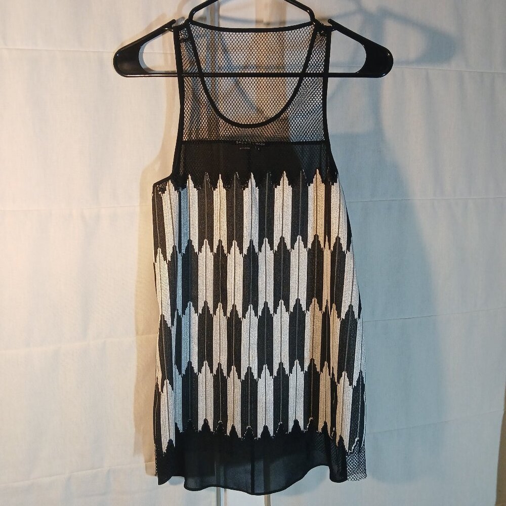 Sachin & Babi | Woven with Black Mesh Tank Top Shirt